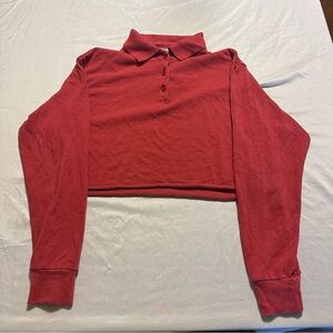Don't Ask Why Red Knit crop top long sleeve
